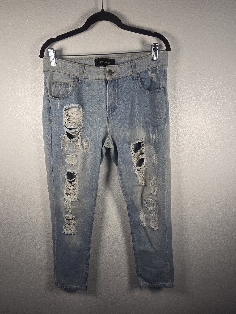 JW Signature Women's Size Small Light Blue Distressed Jeans -Casual Ripped Denim